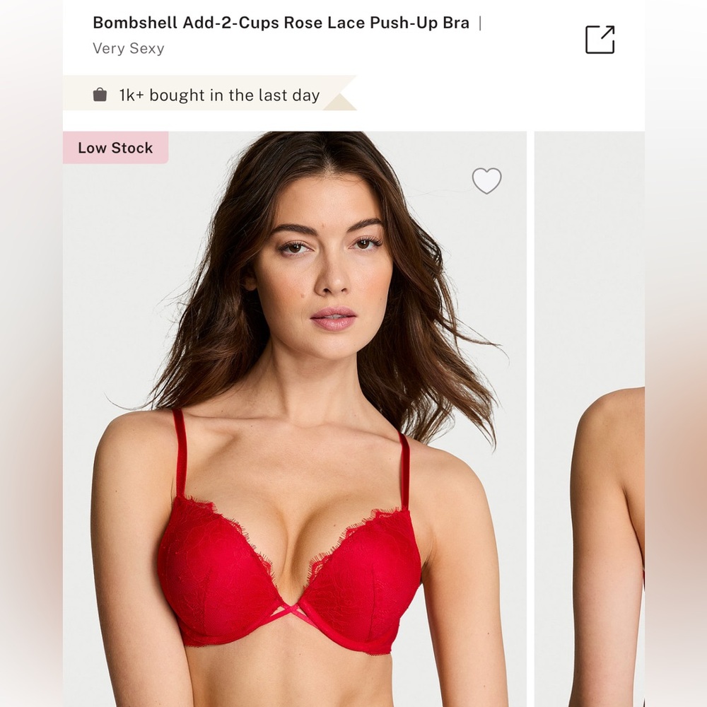 Victoria’s Secret Bombshell Logo Shine Strap Add-2-Cups Push-Up Bra